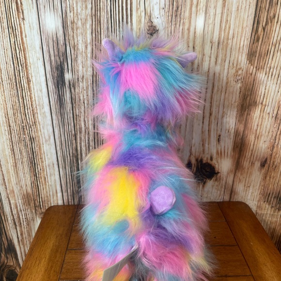 Build-A-Bear Workshop Neon Rainbow Llama Lama Plush Long Fur With Outfit - Picture 3 of 8